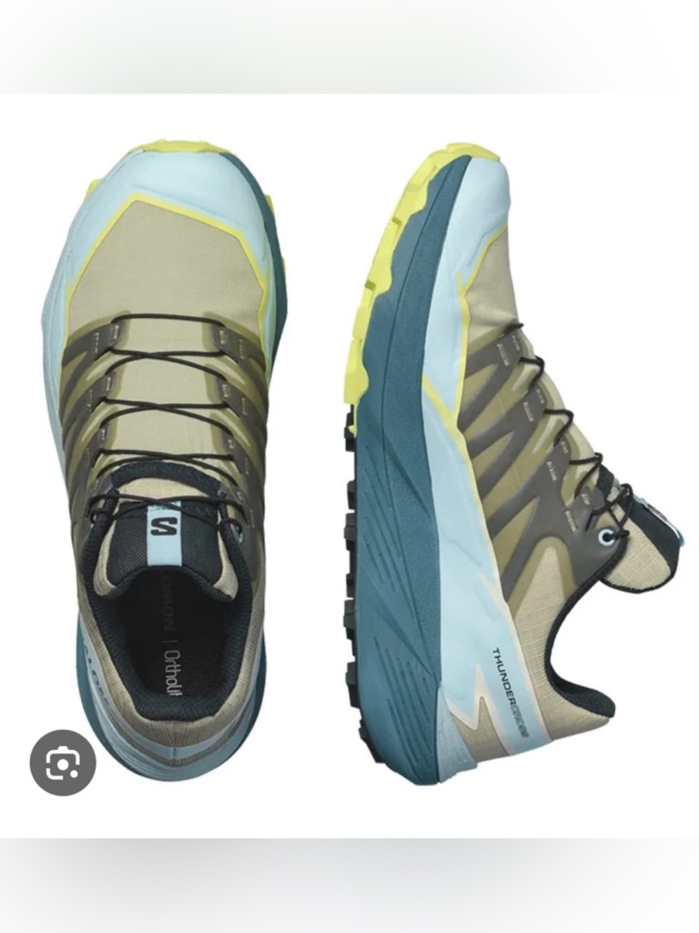 Salomon Thundercross Trail Runners in Olive, Teal & Light Blue